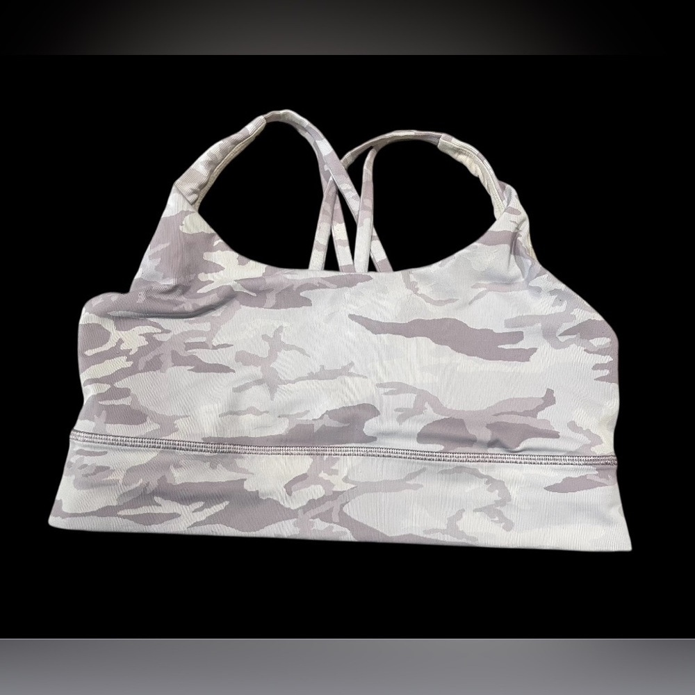 Lululemon ENERGY BRA LONG LINE RIB INCOGNITO CAMO ALPINE WHITE Women’s SZ 14